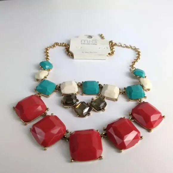 Mia Collection by Kim Min Sun Layered Faceted Beaded Chain Necklace NWT - Picture 3 of 5